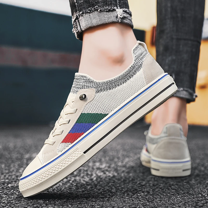 2023 New Designer Tennis Shoes for Men Breathable Canvas Sneakers Casual Sports Shoes Light Non-slip Lace Up Vulcanized Footwear