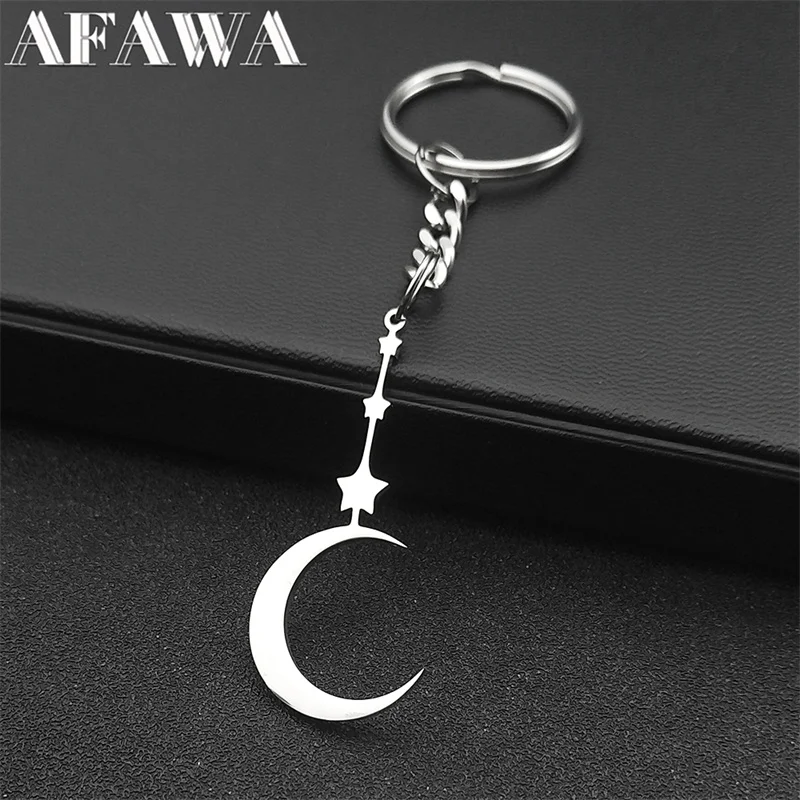 Witchcraft Crescent Keychain for Women Men Stainless Steel Witch Moon Star Pendant Keyrings Amulet Jewelry llaveros K3871S02