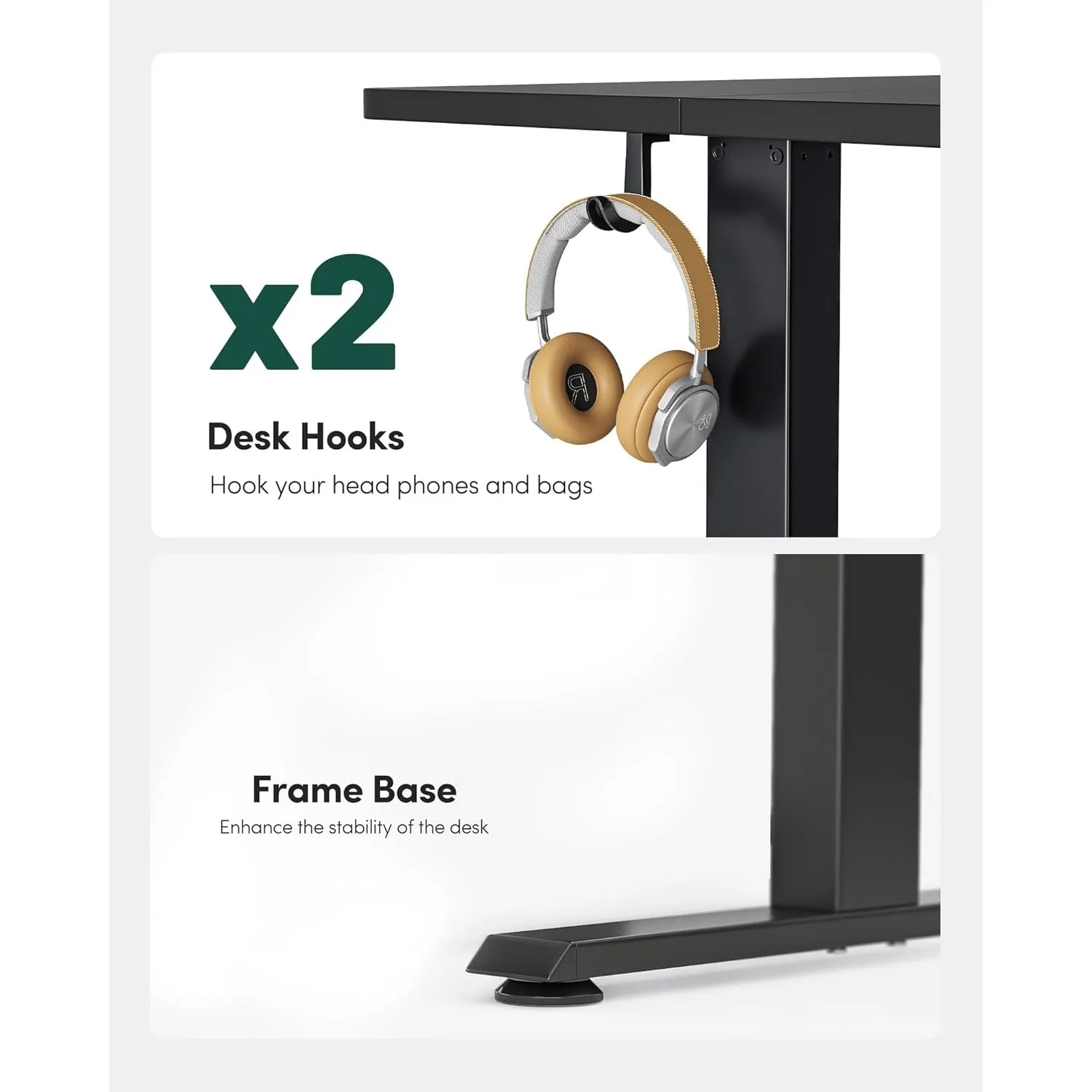 Electric Standing Desk, Height Adjustable Stand up Desk, 40 x 24 Inches Sit Stand Home Office Desk, Computer Desk, Black