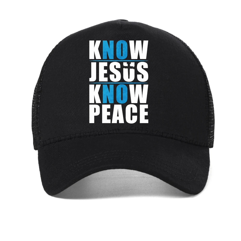 

Man's Know Jesus Know Peace Christian baseball cap Novelty fuuny Breathable Snapback hats summer mesh cool trucker hats