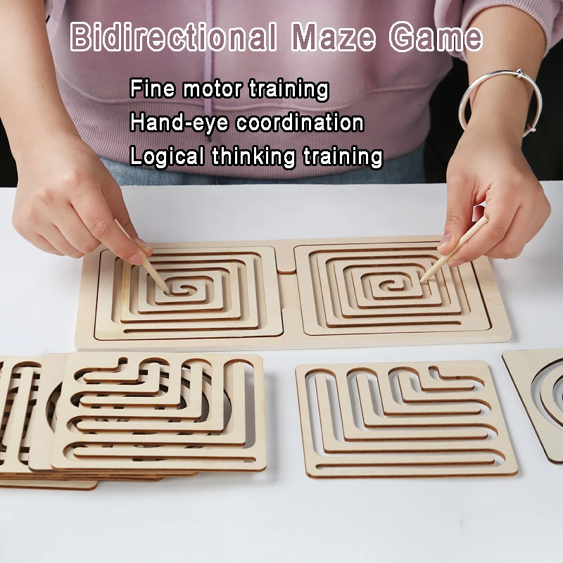 Kid Pen Control Maze Board Montessori Parish Sensory Toy Logic Thinking Training Track Board Brain Game Fine Motor Education Toy