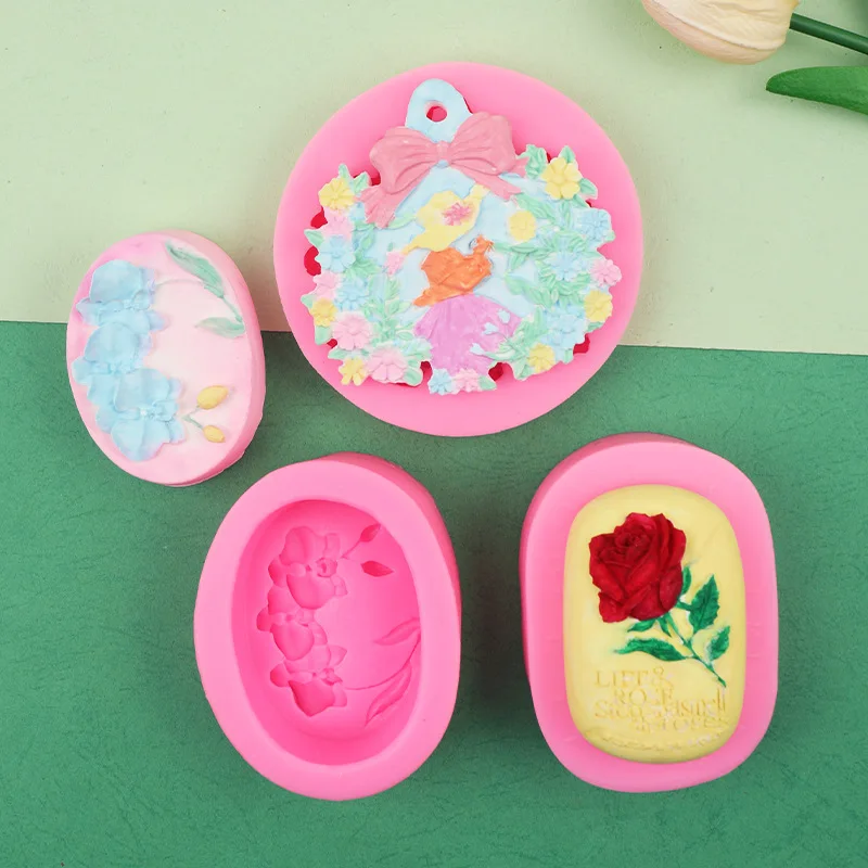 Phalaenopsis Rose Non-punching Flower Bush Handmade Soap Silicone Mold 19-70