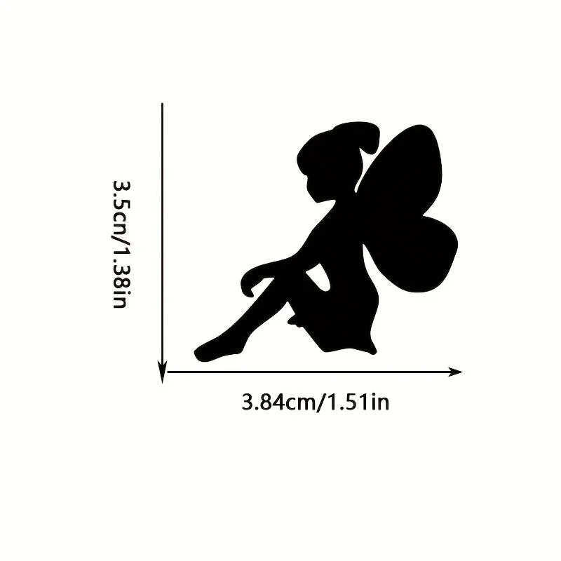 1pair Sitting Fairy Silhouette Waterproof Vinyl Stickers No Residue Decals For Rearview Mirror Car Laptop Decor