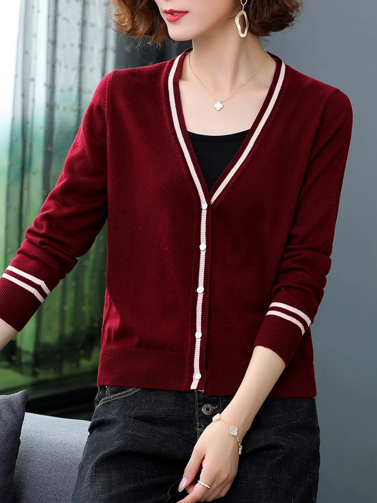 

Solid Cardigan Sweater Women Spring Autumn Women Clothing Long Sleeve Sweater Single-breasted Knitwear Cardigans