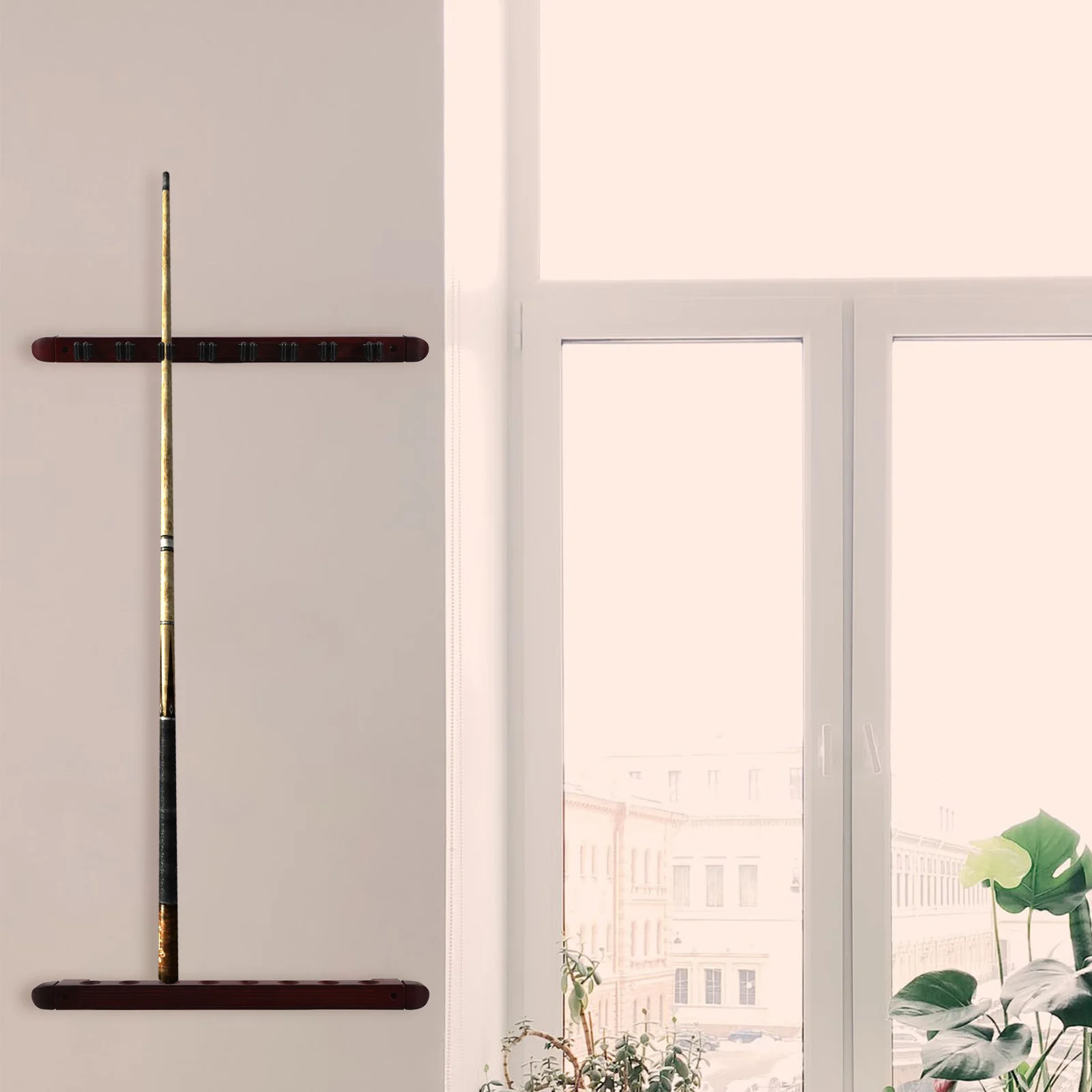 

1Set 8-Cue Pool Cue Rack Wall Mounted Solid Wood Roman Style Holder Billiard Stick Display Storage Equipment Cue