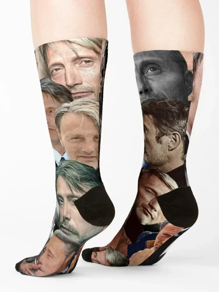 Mads Mikkelsen Fotocollage Socken Strümpfe Kompression Halloween Damensocken Herren