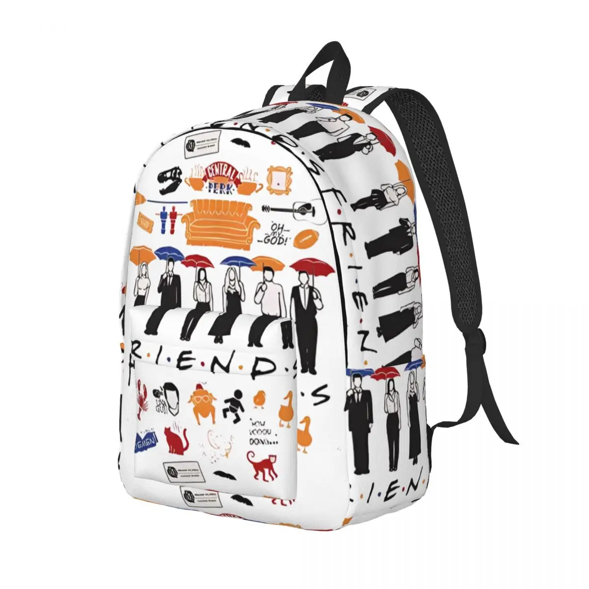 Fashion Friends Tv Show Cartoon for Teens Student School Bookbag Vintage Funny Daypack Elementary High College Hiking