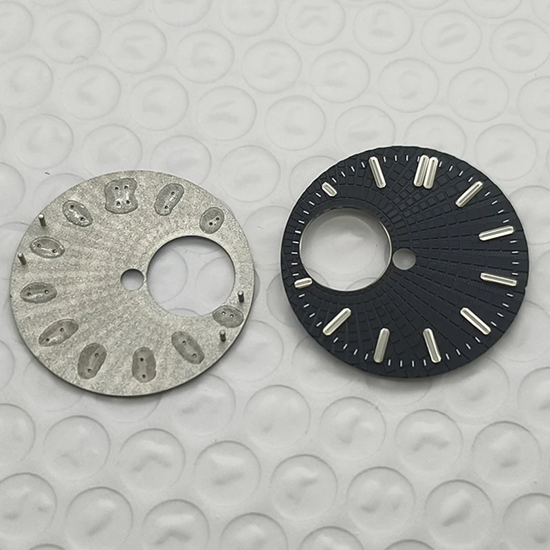 Customized Green Luminous Hollow Checkered surface NH38 Watch Dial 28.5mm Fits NH38 Movement Men Watch Retrofit Watch Dial Part