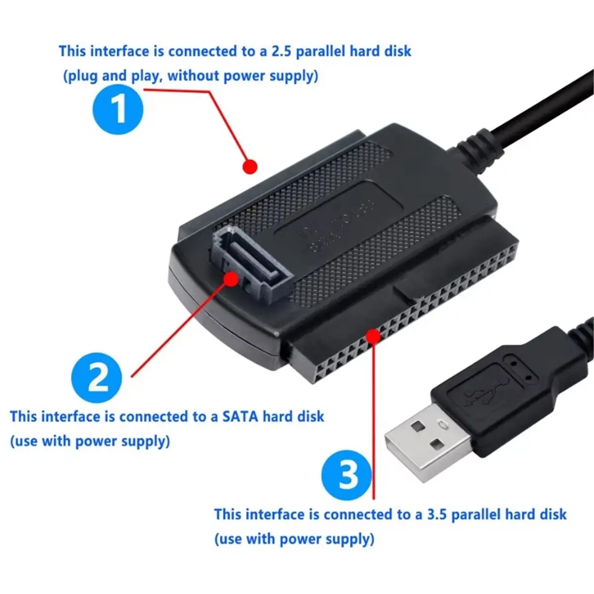 USB to IDE Cable USB 3.0 to 2.5/3.5/5.25 Inch IDE to USB Converter Cable for -ROM DVD-ROM CD-RW