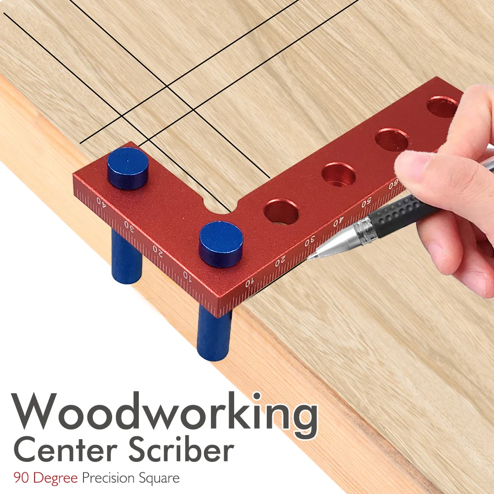 Woodworking Center Scriber 90 Degree Precision Square Edge Marking Tool Aluminum Alloy Carpentry Pocket Marking Square Gauge