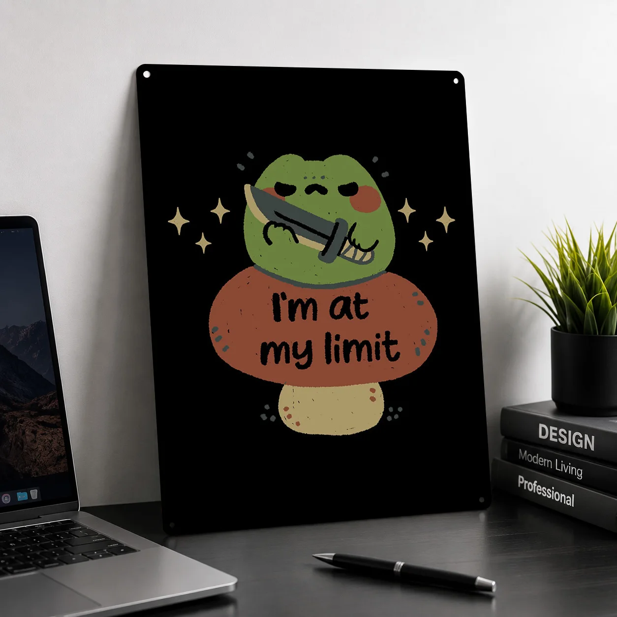 Funny Frog Im At My Limit Personalized 3D Textured Metal Poster Wall Art Vintage Tin Signs for Decoration Home Decorations House