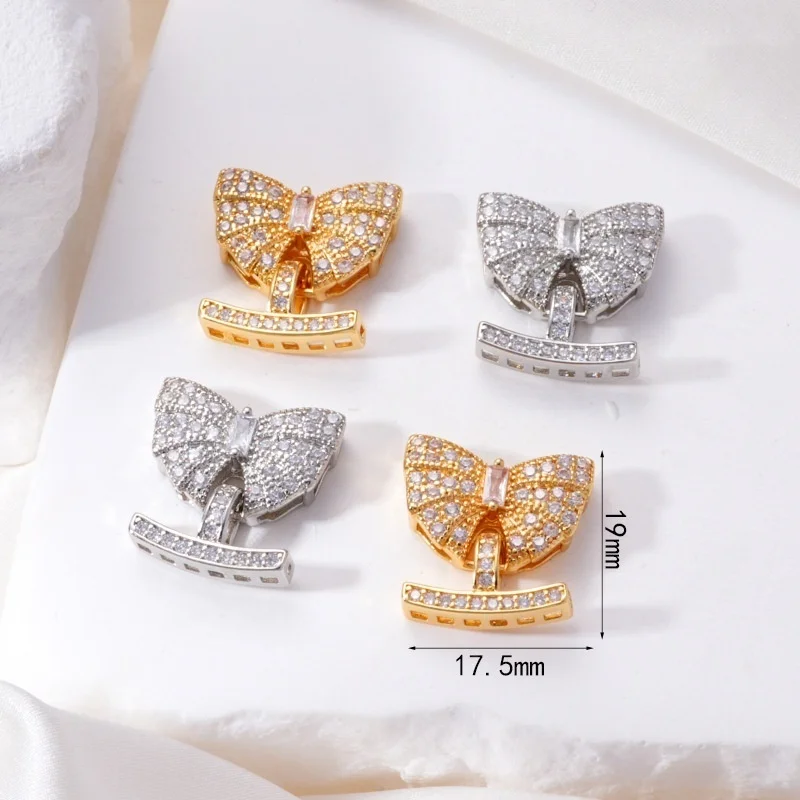 Copper Micro-set Zircon Multi-row Butterfly Pearl Necklace Connection Fastener Accessorie DIY Jewelry Making Materials Wholesale