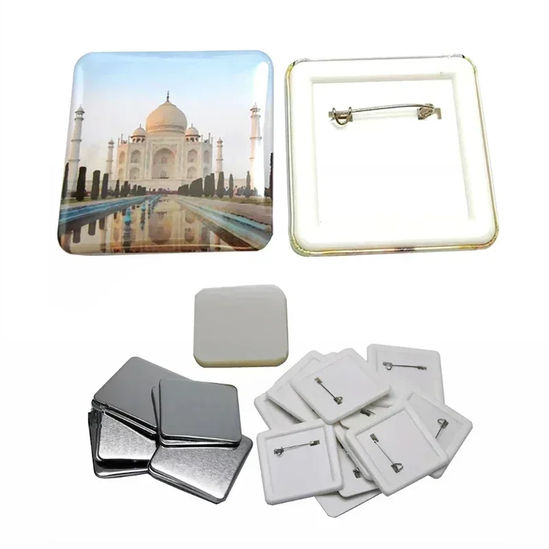50/100Pcs/set 50*50mm Square Pin Style Badge Parts Set for Rotating Style Badge Button Maker Machine Home Office Kitchen Wall