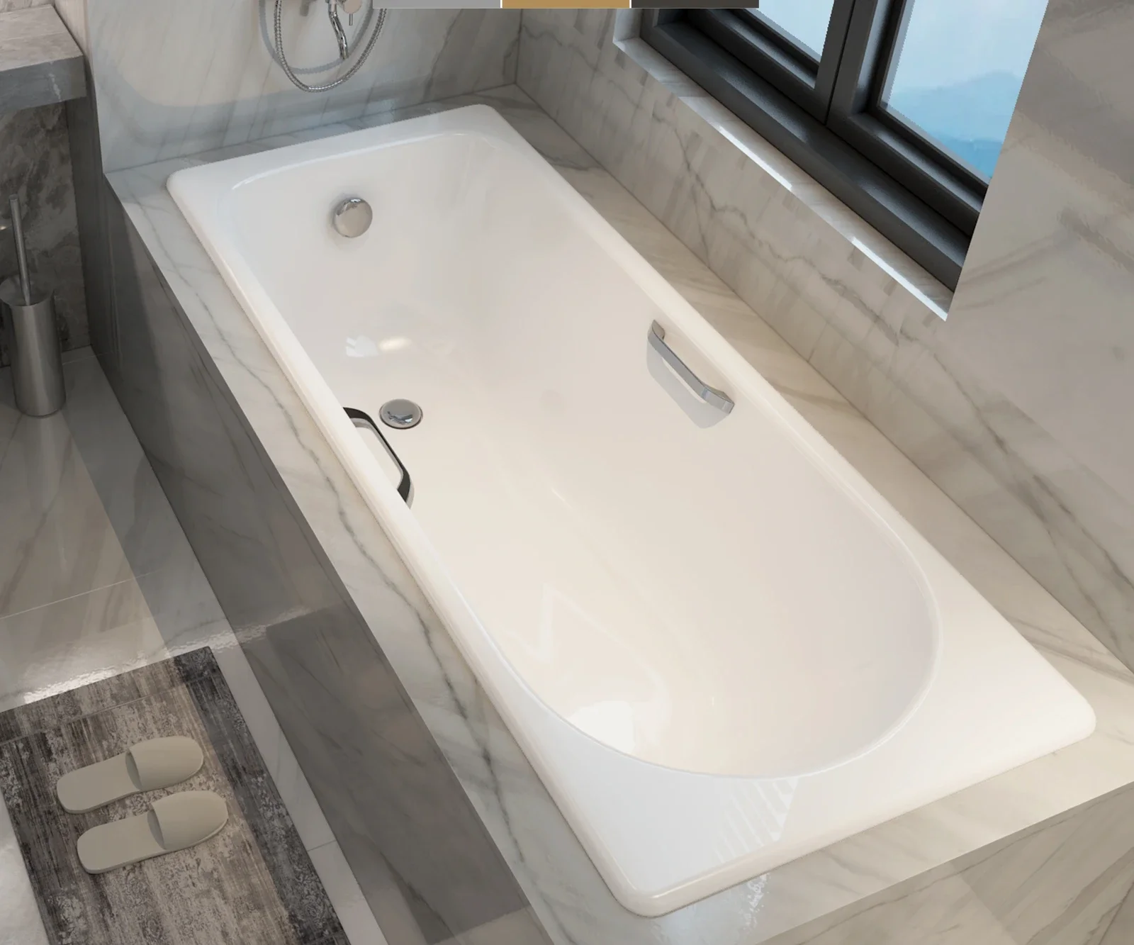 Bathroom single square bath cast iron ceramic embedded bathtub household small apartment