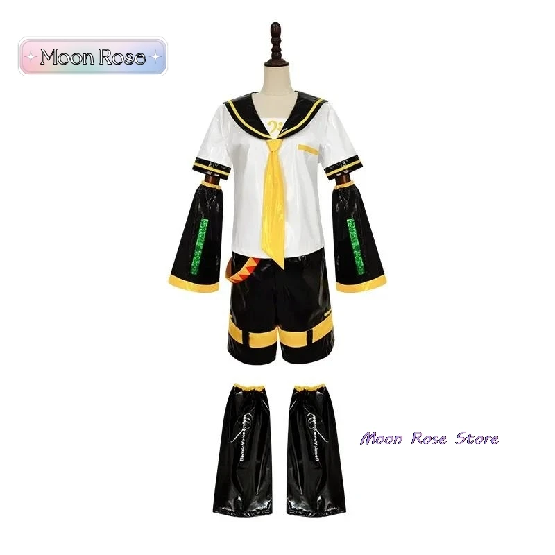 Fantasia de Cosplay de Kagamine Len e Rin, Uniforme com Mangas e Leggings, Headwear para Comic Con, Roupas