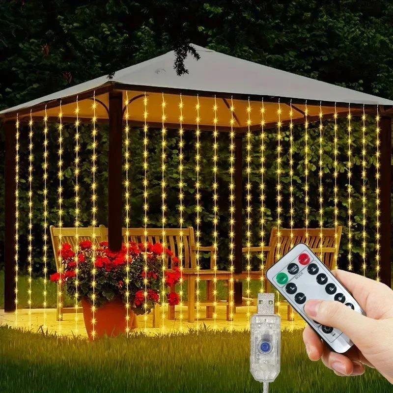 3/4/6M USB Curtain String Lights 8 Mode LED Fairy Light Bedroom Light Wedding Christmas Decorations for Home 2025 New Year Decor