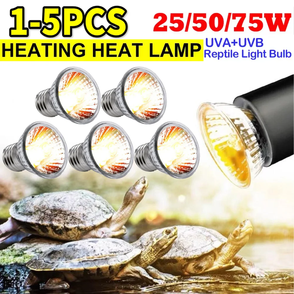 1-5 Stück 25 W 50 W 75 W UVA + UVB Haustier Reptil Heizlampe Wärme Glühbirne Schildkröte Eidechse Heizlampe Vollspektrum Sonnenlampe für Amphibia