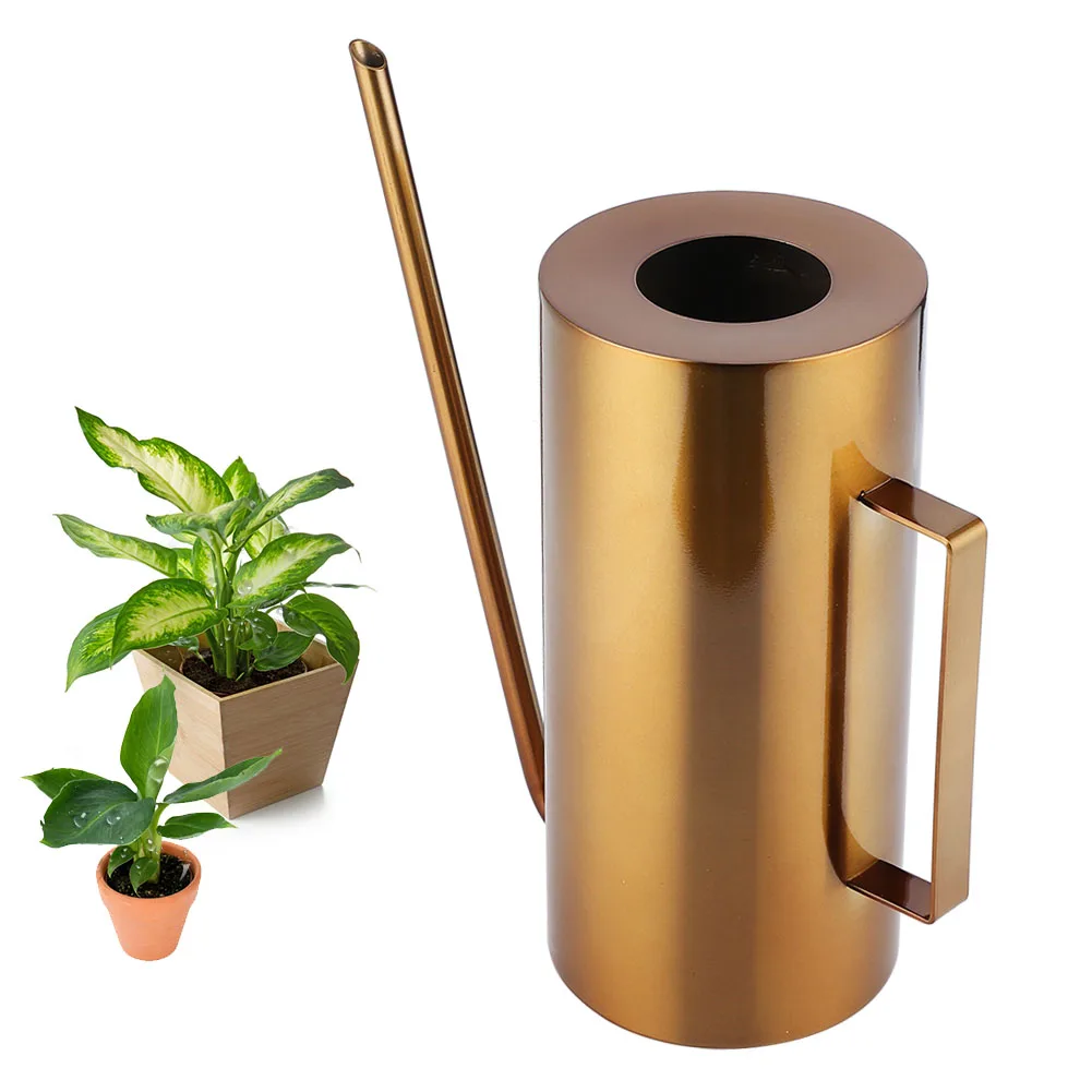 

1.5L Stainless Steel Long Spout Watering Can Gold Garden Watering Pot Floral Plant Irrigation Tool