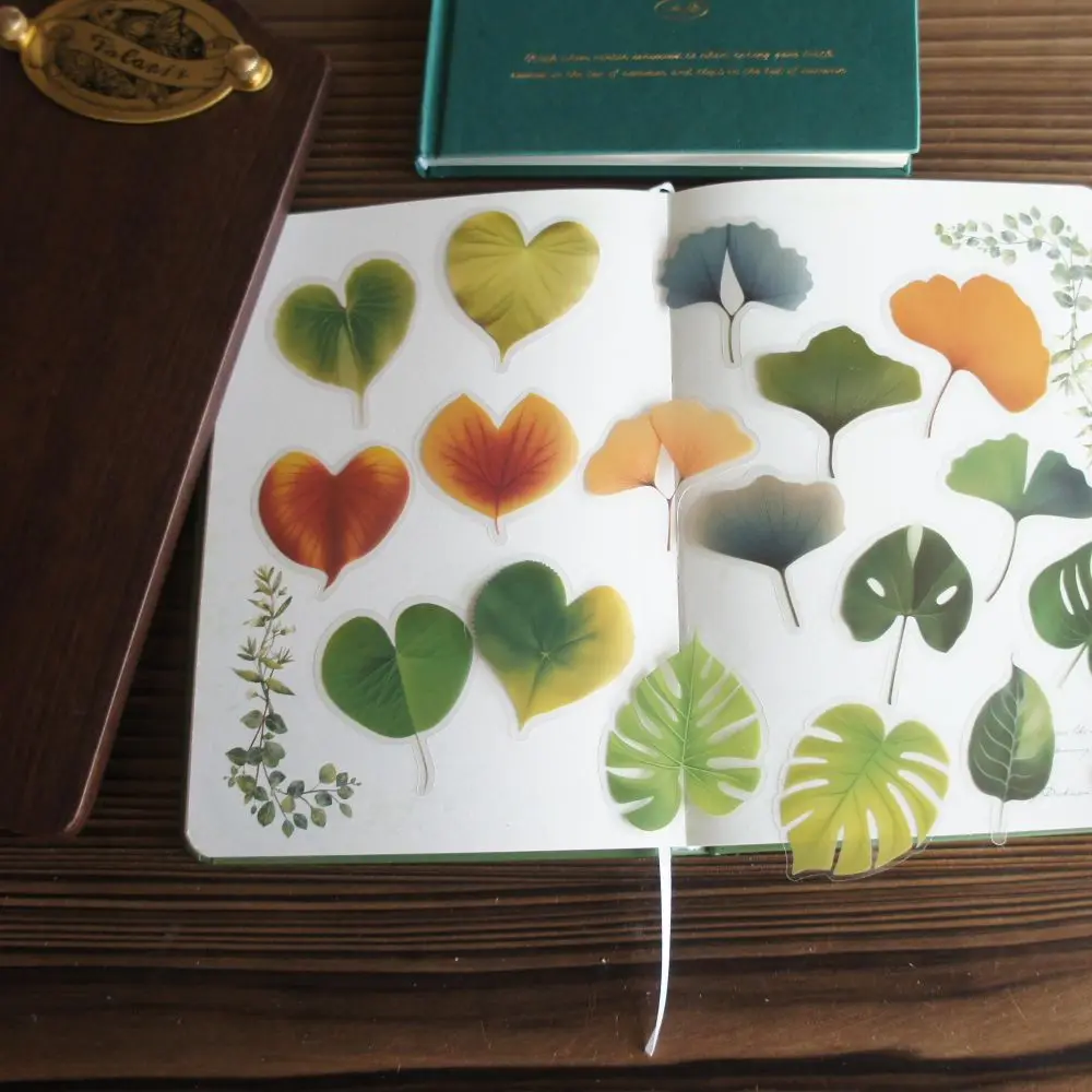 

38pcs Red Maple Green Heart-shaped Leaves Style PVC Sticker Scrapbooking DIY Gift Packing Label Decoration Tag