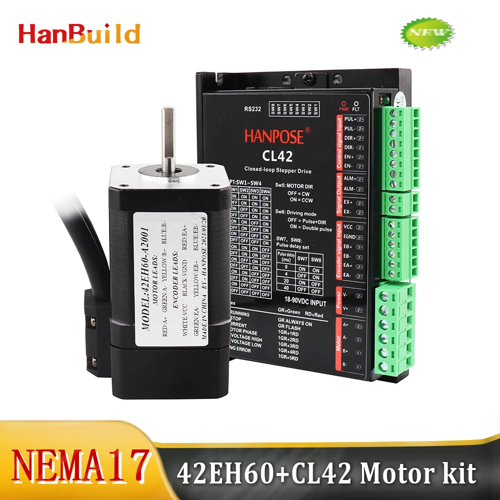 NEMA17 Closed Loop motor 2.0A 0.8N.m 42EH60A 2001+CL42 sets Step-servo motor Servo Driver for 3D printer