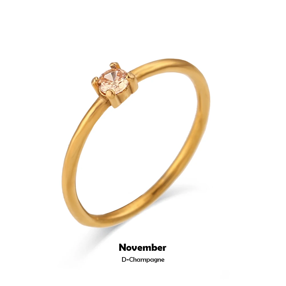 E.B.belle 12 Maanden Constellation CZ Geboortesteen Ringen Voor Vrouw Vergulde Rvs Zodiac Verjaardagscadeau Ring Sieraden