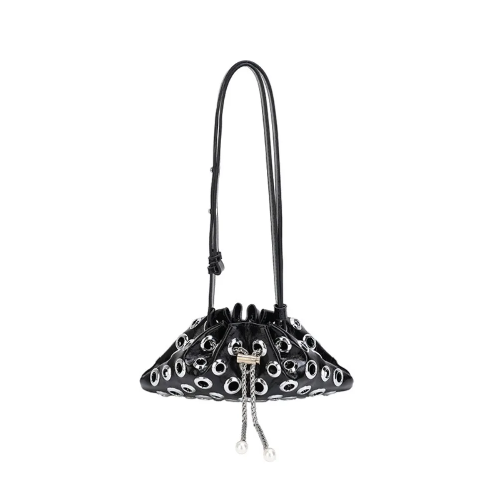 

Portable Metal Stud Rivet Shoulder Bag Spicy Girl Hollow Y2k Underarm Bag Chain Punk Style Drawstring Crossbody Bag Girl