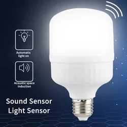 1/2/5 Uds E27 bombilla LED 220V 6,5 W bombillas con Sensor de sonido para el hogar cocina dormitorio escaleras camino bombillas controladas