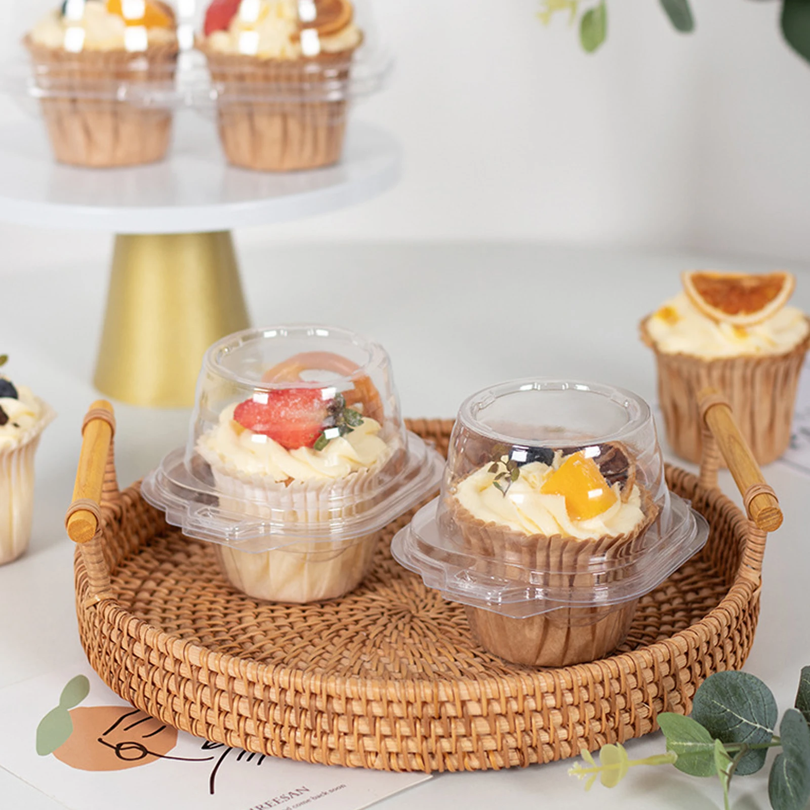 

50 Pcs PET Cake Packing Boxes Dessert Containers Thick Material Waterproof Oxygen Resistant Clear Storage Baking Supplies Pastry
