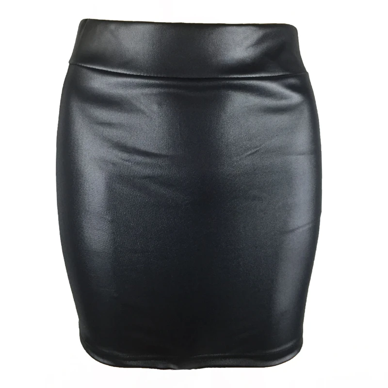 Women Mini Skirt Solid Color High Waist Slim Fit Skinny Matte Faux Leather Cozy Commuter Bodycon Skirt Streetwear