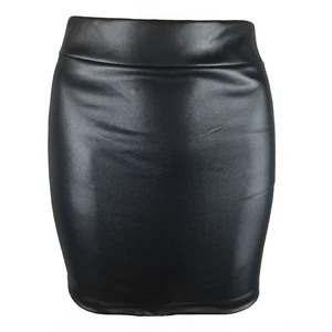 Mini High Waist Women's Monochrome Skirt, Slim Fit, Skinny, Philty Synthetic Leather, Cozy Traveler, Bodycon, Streetwear 11 Main Sales Skirt Women's Leather - №7