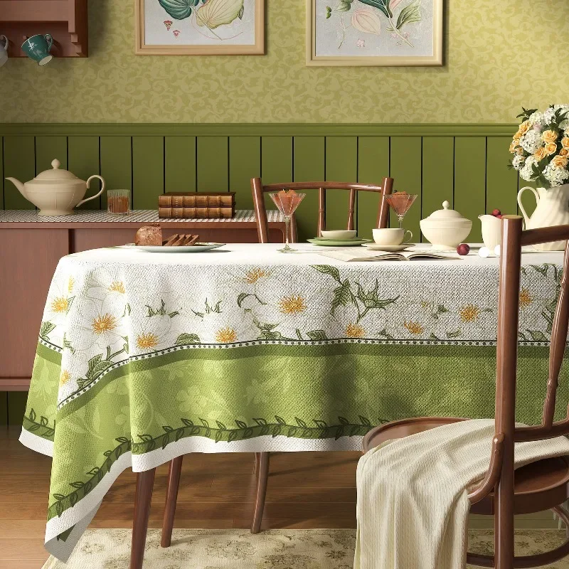 1PC American Tablecloth Retro Pastoral Style Advanced Sense Short Plush Dining Table Cloth Waterproof and Dustproof Thick