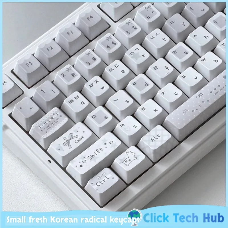 Korean Style Small Fresh Keycaps Soso Korean Radical 139key Fc Pink Purple Ins Style Customized Mechanical Keyboard Keycaps
