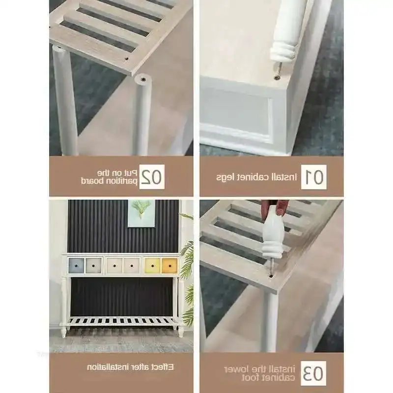American Rectangular Console Table Creative Picture Console Tables for Balcony for Living Room Poplar Partition Storage Tables