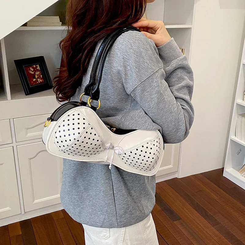 Funny Underwear Bra Bags for Women 2026 Novelty Polka Dot Shoulder Bag Woman PU Leather Party Luxury Creative Fashion Handbag