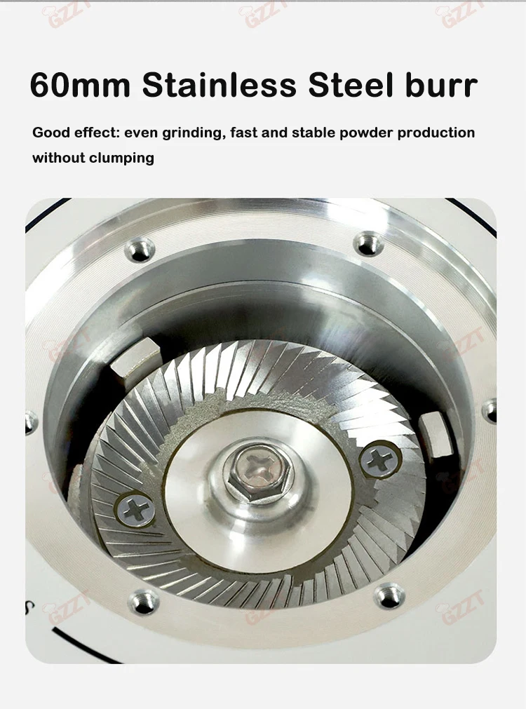 Professional 60mm Stainless Steel Flat Burr Coffee Grinder, Electric Stepless Espresso Bean Grinder for Cafe and Hotel Use