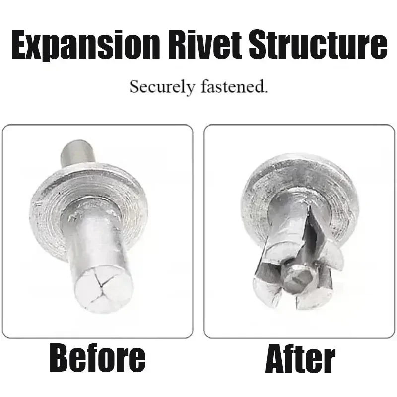 30/50/100pcs Aluminum Expansion Rivets Hammer Drive Expansion Nails Head Piercing Rivet Stainless Steel Rod Screws Fasteners
