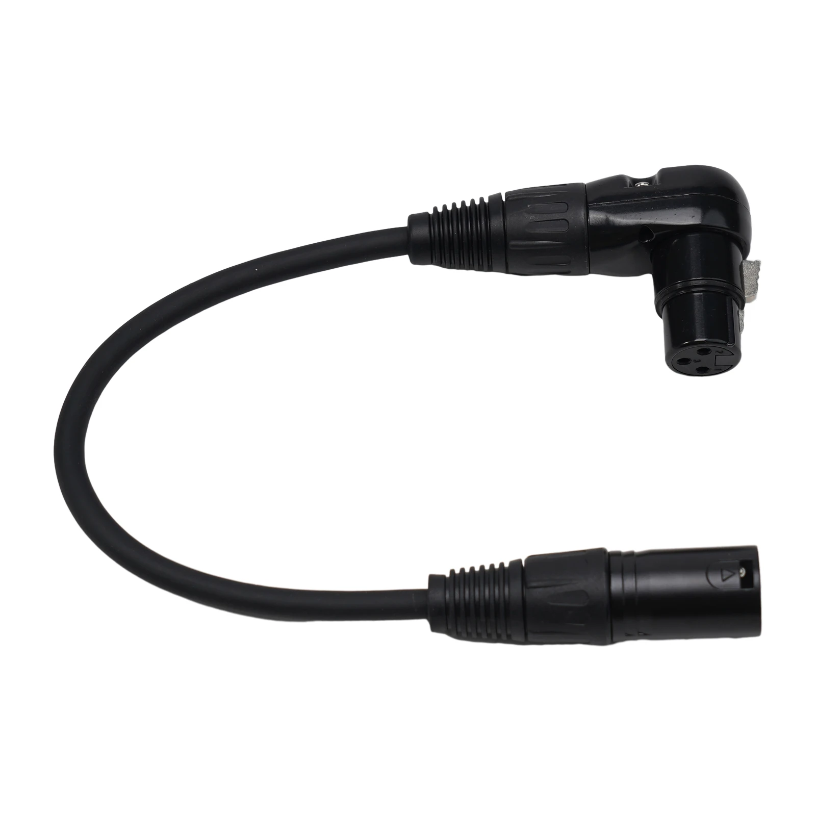 Home Black Extension Cable Microphone 3 Pin Speaker Stable Straight Studio 90 Degree Adapter Female Male Metal