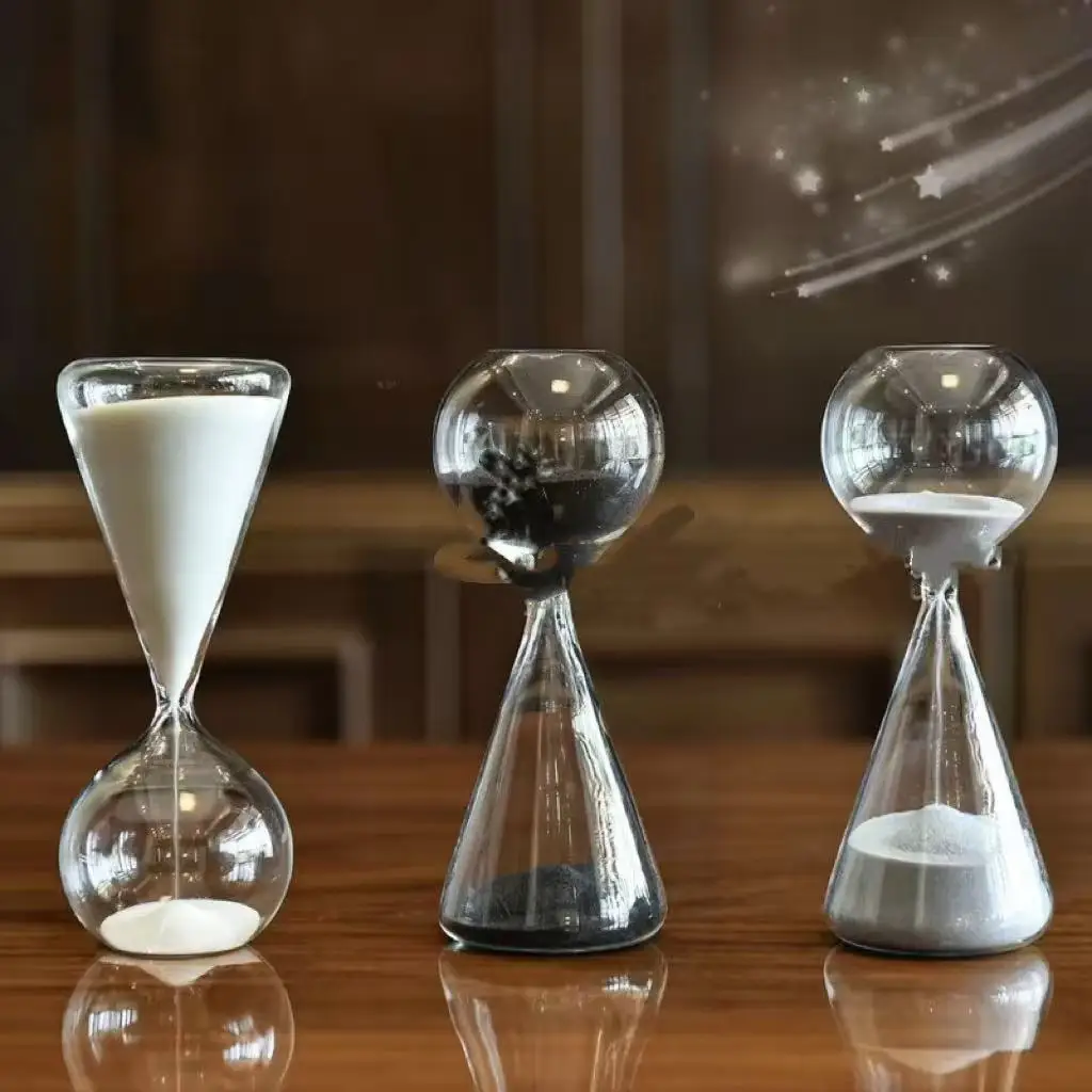 Nordic Style 15 Minute Asymmetrical Glass Meteor Hourglass Timer Creative Home Decoration Unique Time Management Tool Gift