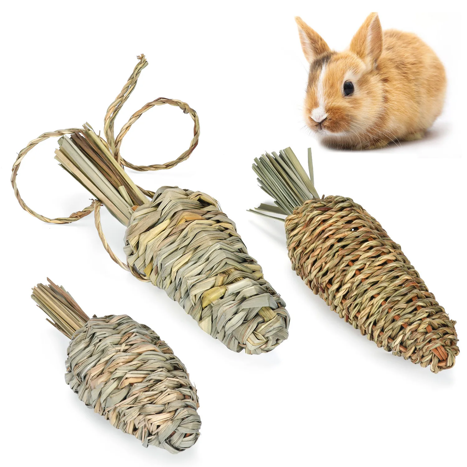 

1PC Rabbit Chew Toys Woven Grass Natural Bite Treat Toy Small Animals Grinding Teeth Toy Supplies for Guinea Pigs Hamster