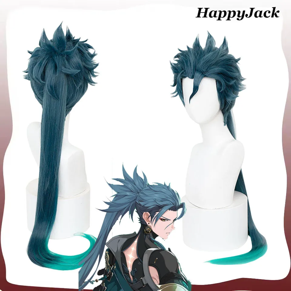 

Игра Wuthering Waves JIYAN, парик для косплея, зеленые длинные волосы, мужские маскировочные реквизиты для ролевых игр, аксессуары для карнавальных костюмов на Хэллоуин