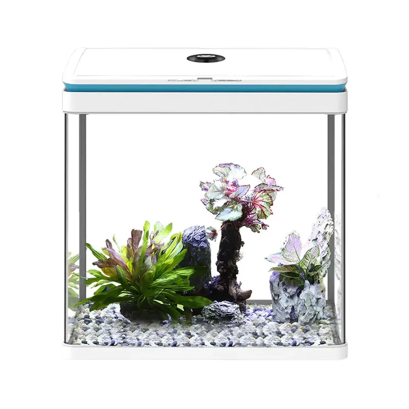

60cm Eco-Friendly HRG-600 Fish Tank Aquarium 72L Black/White Simple Glass Design with LED Light Pump for Living Room 5W Power