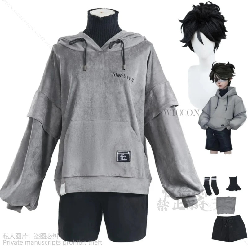 Anime Game Identity ⅤLuca Balsa Prisoner Cosplay Costume Esports Hoodie Daily Uniforms Hoodies Wig Man Halloween Party Suit