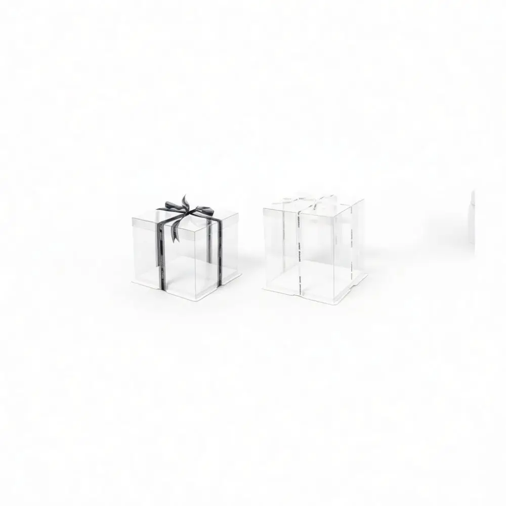Decorative Cake Box Transparent Packaging Container For Bakery Pastry Shop Display Storage Holder Square Gift Gift Case