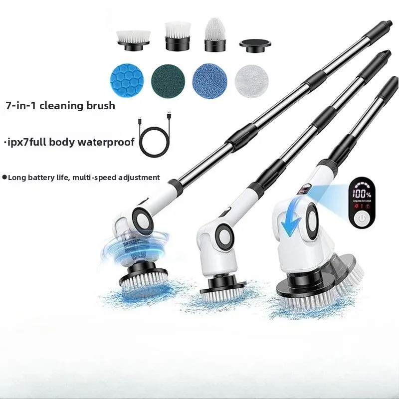 Cordless Spin Scrubber Electric Multipurpose Cleaning Brush for Kitchen Bathroom Toilet - Household Hair Brushes and Mops