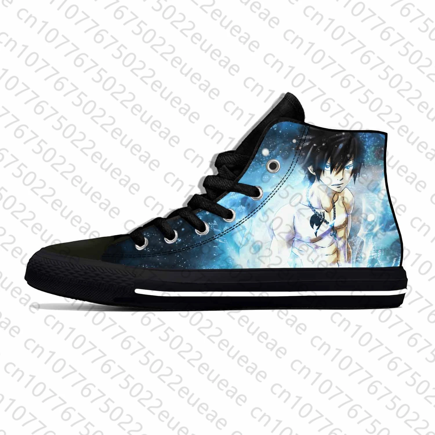 Japanese Anime Cartoon Fairy Tail Gray Fullbuster Casual Cloth Shoes High Top Lightweight Breathable 3D Print Men Women Sneakers