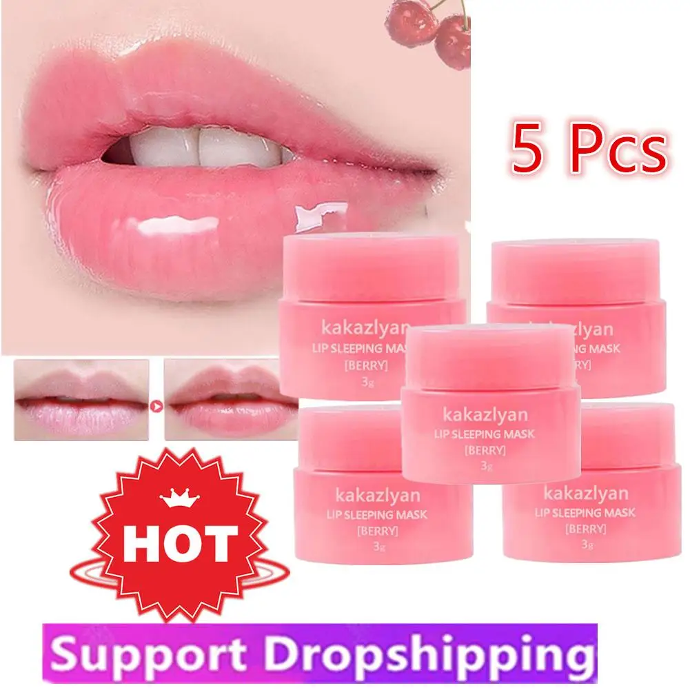 5x South Korea Lip Sleep Mask Night Sleep Maintenance Moisturizing Lip Gloss Bleach Cream Nourishing Lip Care Lip Balm