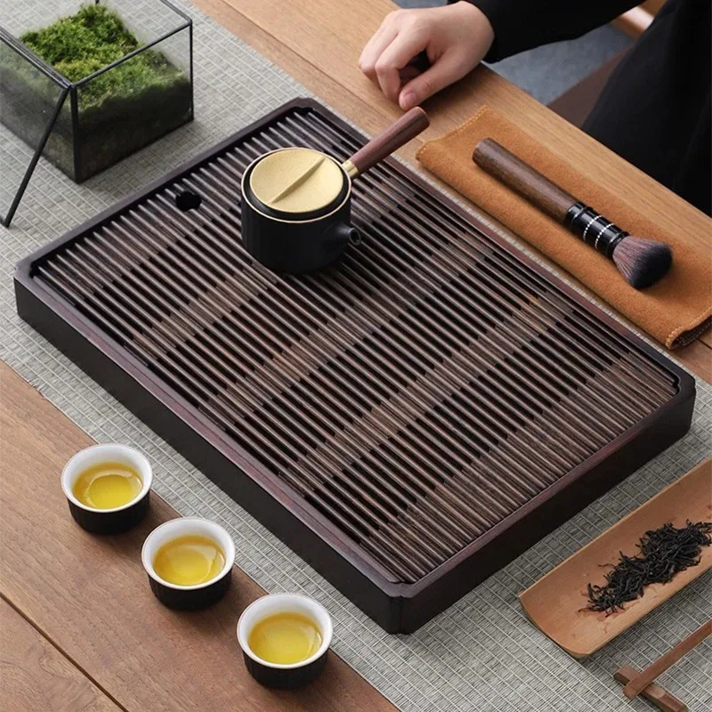 

Portable Chinese Natural Bamboo Tea Tray Water Storage Kung Fu Tea Set Simple Rectangular Tea Board Tea Storage Tray