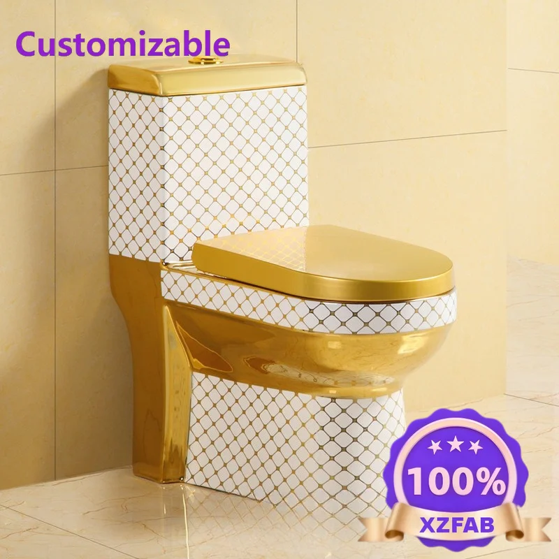 Factory Direct 2026 Electroplated color gold toilet, bathroom sanitary ware, top press two-stage