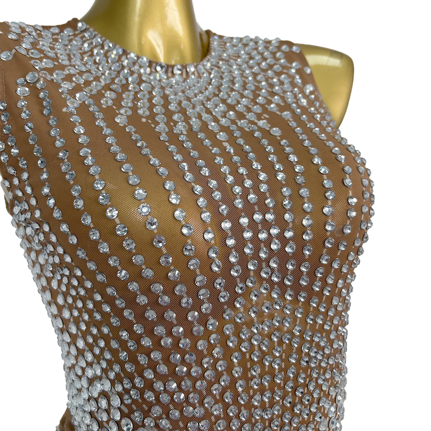 Vestido elegante sin mangas para fiesta de noche, Vestido largo con diamantes para mujer, largo hasta el suelo, Vestido ajustado para graduación, traje de Club para mujer, Vestido de cena