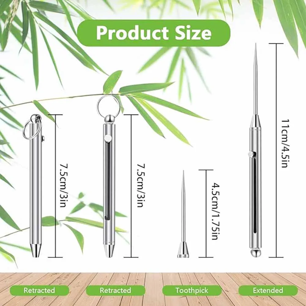 Titanium Telescopic Toothpicks Keychain Integrated Design Telescopic Toothpick Titanium Protective Case Holder Pocket Toothpick